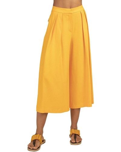 Trina Turk Carefree Wide Leg Pants - Yellow