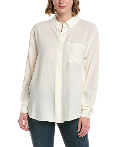 T Tahari Button Collared Shirt - White