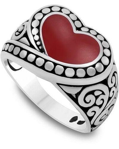 Samuel B. Silver 3.70 Ct. Tw. Coral Heart Ring - White