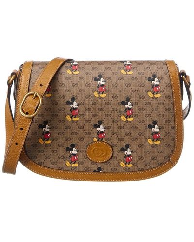 Gucci X Disney Small Canvas & Leather Shoulder Bag - Brown