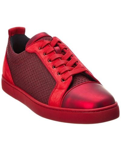 Christian Louboutin Louis Junior Orlato Canvas & Suede Trainer - Red