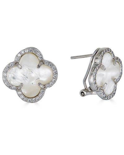 Belpearl Silver Freshwater Pearl Cz Earrings - Metallic