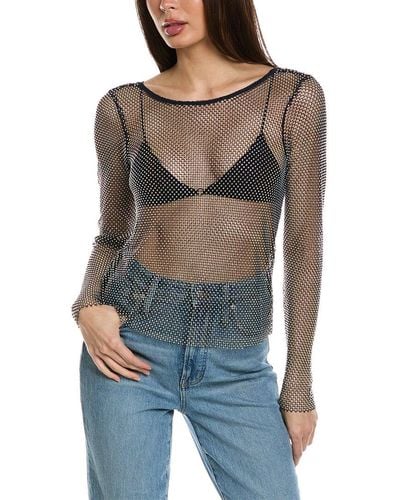 Free People Low Back Fishnet Top - Gray