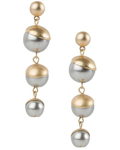 Saachi 11-13mm Pearl Dangle Earrings - Metallic