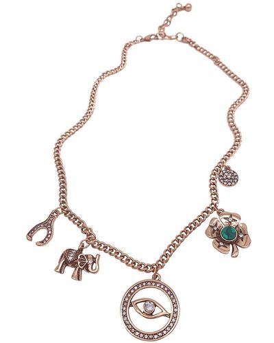 Adornia 14k Rose Gold Plated Mixed Charm Necklace - Natural