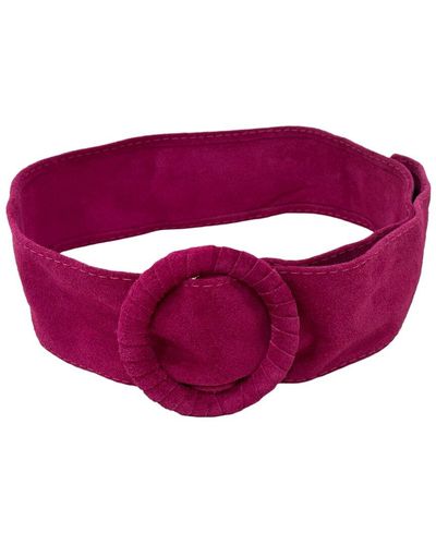 Guadalupe Circle Buckle Suede Belt - Purple