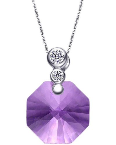 Genevive Jewelry Silver Cz Necklace - Purple