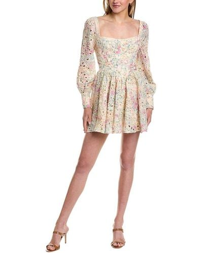 Bardot Lila Flounce Broderie Mini Dress - Natural