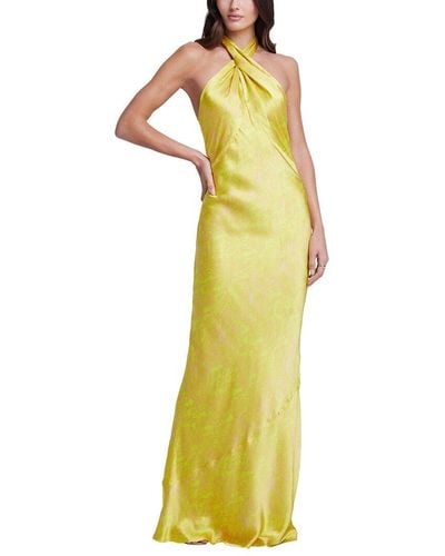 L'Agence Estee Twist Neckline Silk Dress - Yellow