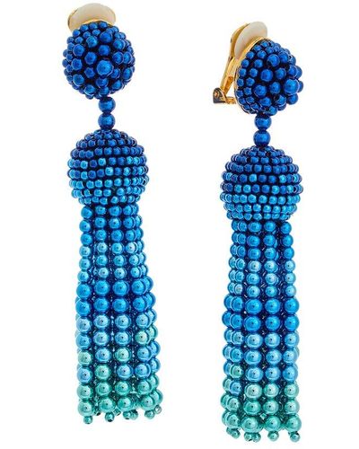Oscar de la Renta Fall 2023 Degrade Tassel Earrings - Blue