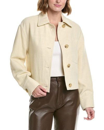 Vince Cropped Twill Linen-blend Jacket - Natural