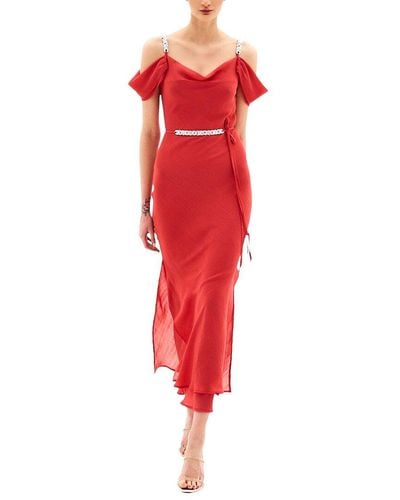 BGL Silk-Blend Midi Dress - Red