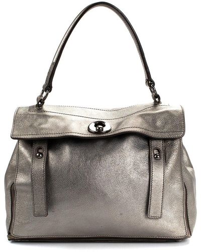 Saint Laurent Leather Muse Two Handbag (Authentic Pre-Owned) - Grey
