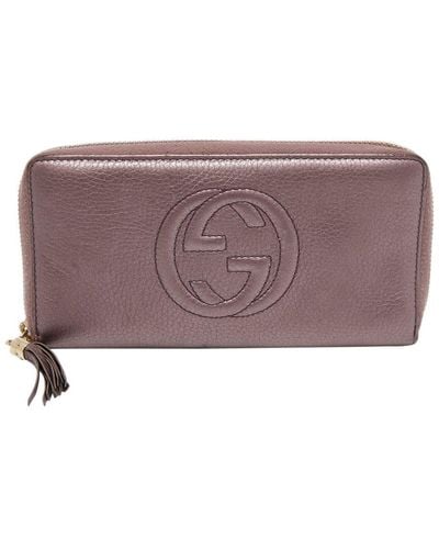 Gucci Leather Soho Continental Wallet (Authentic Pre-Owned) - Purple