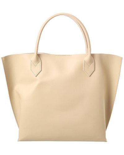 Italian Leather Top Handle Tote - Natural