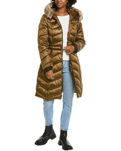 Laundry by Shelli Segal Chevron Quilted Coat - Natural