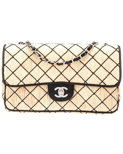 Chanel Limited Edition Quilted Straw By Karl Lagerfeld Single Flap Bag (Authentic Pre-Owned) - Metallic