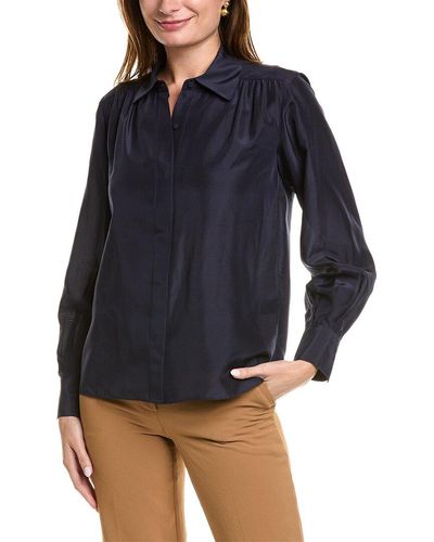 REBECCA TAYLOR Essential 100% Silk Blouse Shirt Top Cornflower