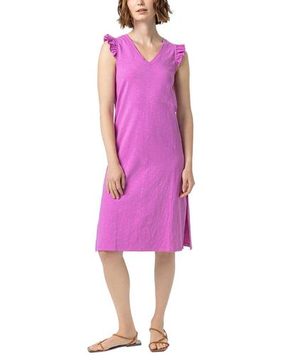 Lilla P Ruffle V-neck Midi Dress - Purple