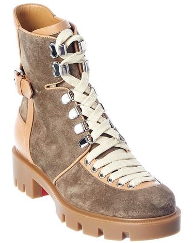 Christian Louboutin Macademia Suede & Leather Combat Boot - Multicolour