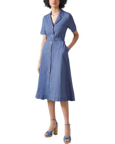 LK Bennett Britt Linen-blend Dress - Blue