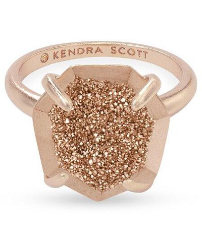 Kendra Scott Ryan 14k Rose Gold Plated Drusy Cocktail Ring - White