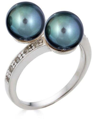 Belpearl Silver 8mm Pearl Cz Ring - Multicolor