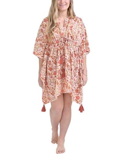 Pomegranate Short Caftan Cover-up - Pink