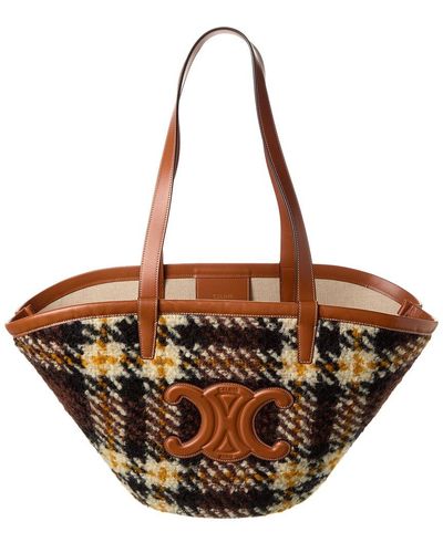 Celine Ladies Plaid Fabric Tote Bag 196952EO411YW 3616900035171 - Handbags  - Jomashop