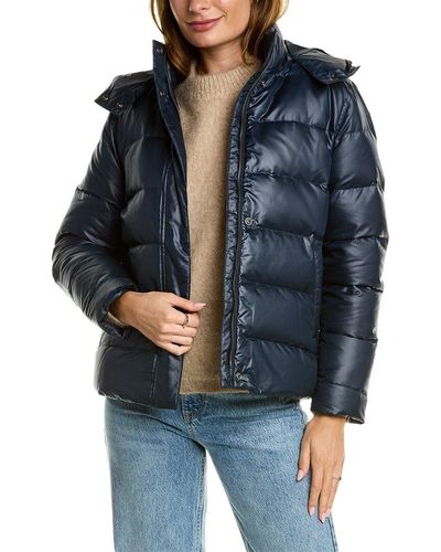 Brooks Brothers Short Puffer Down Coat - Blue