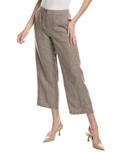 Eileen Fisher Petite Linen Wide Leg Pant - Grey
