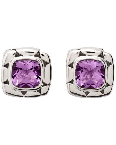 John Hardy Kali Silver 7.64 Ct. Tw. Amethyst Studs - Purple