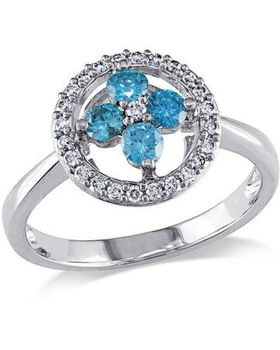 Rina Limor 14k 0.51 Ct. Tw. Diamond Flower Floating Halo Ring - Blue