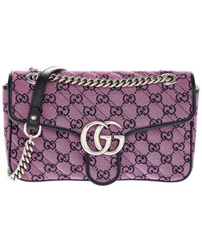 Gucci GG Marmont Small Canvas Shoulder Bag - Purple