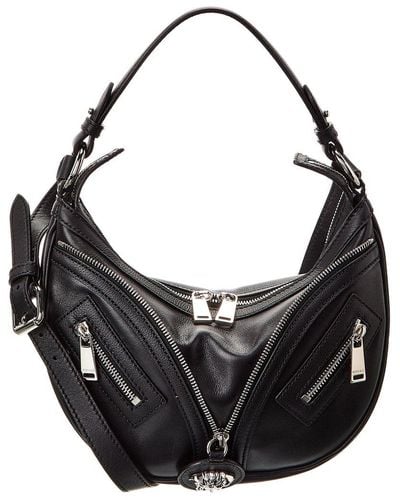 Versace Repeat Small Leather Hobo Bag - Black