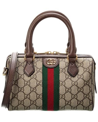 Gucci Ophidia GG Mini Top Handle GG Supreme Canvas & Leather Bag - Brown