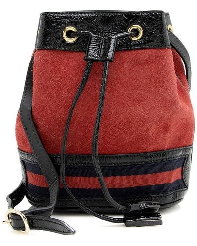 Gucci Patent Microfiber Ophidia Mini Bucket Bag (Authentic Pre- Owned) - Red