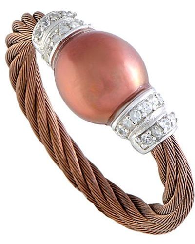 Charriol Stainless Steel Pearl & Cz Ring - Multicolor