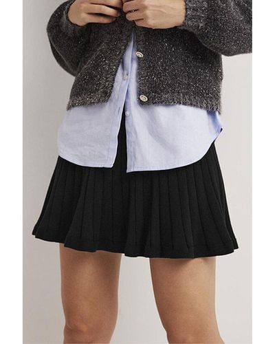 Boden Knitted Pleated Mini Skirt - Black