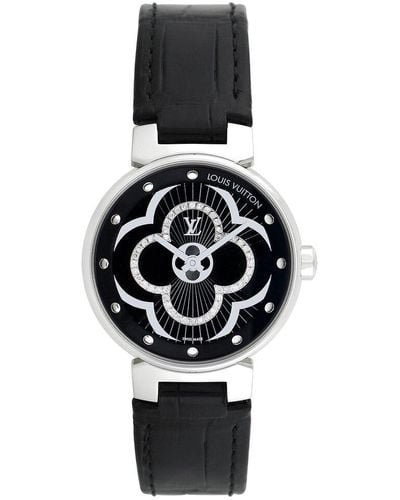 Louis Vuitton Tambour Diamond Watch, Circa 2000S (Authentic Pre-Owned) - Black