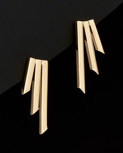 Italian Gold 14K Italian Graduated Triple Bar Earrings - Black