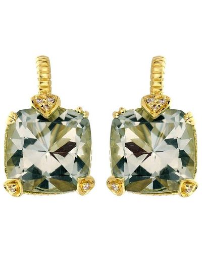 Judith Ripka 18K 6.15 Ct. Tw. Diamond & Quartz Earrings (Authentic Pre-Owned) - Green