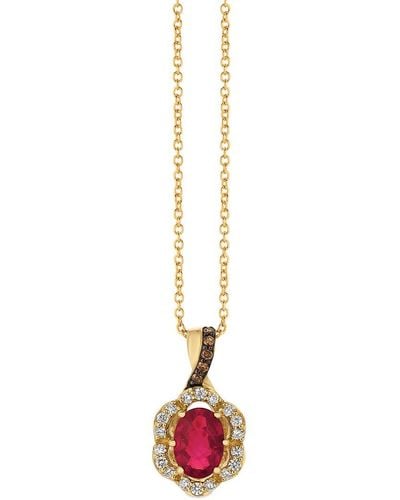 Le Vian 14k Honey Goldtm 0.87 Ct. Tw. Diamond & Ruby Pendant Necklace - White