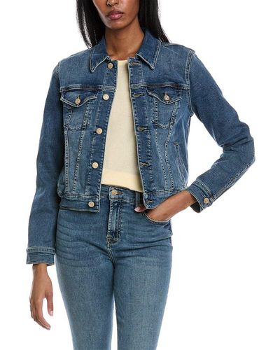7 For All Mankind Cropped Trucker Jacket - Blue