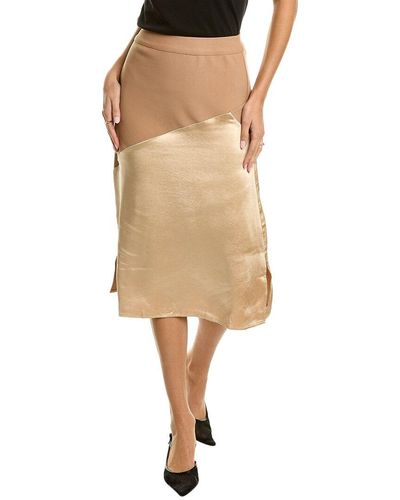 Gracia Asymmetric Midi Skirt - Natural