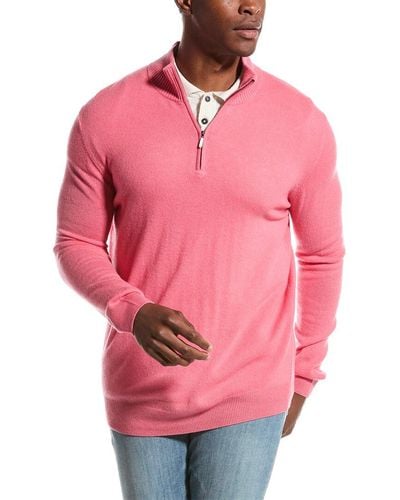 Forte 1/4-zip Cashmere Mock Sweater - Pink