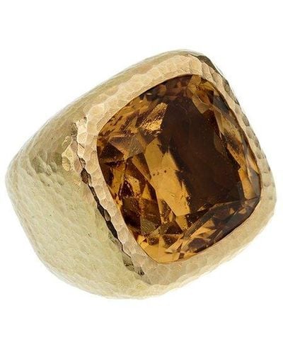 Dior Dior 18K 25.00 Ct. Tw. Citrine Hammered Cocktail Ring (Authentic Pre-Owned) - Metallic
