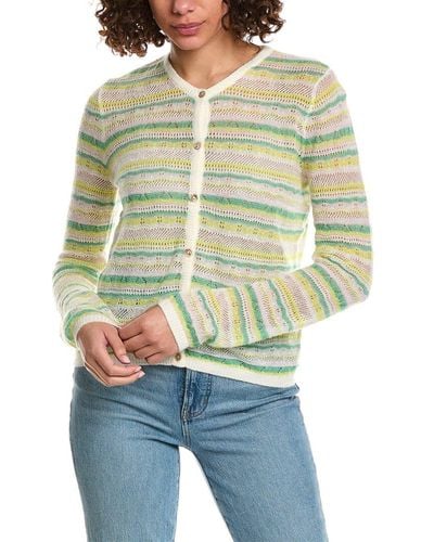 Minnie Rose Multi Stitch Mohair, Wool & Silk-blend Cardigan - Green