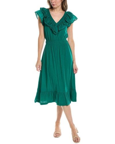 Nation Ltd Aria Ruffle Midi Dress - Green