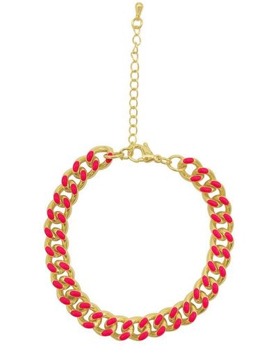 Adornia 14k Plated Chain Bracelet - Pink